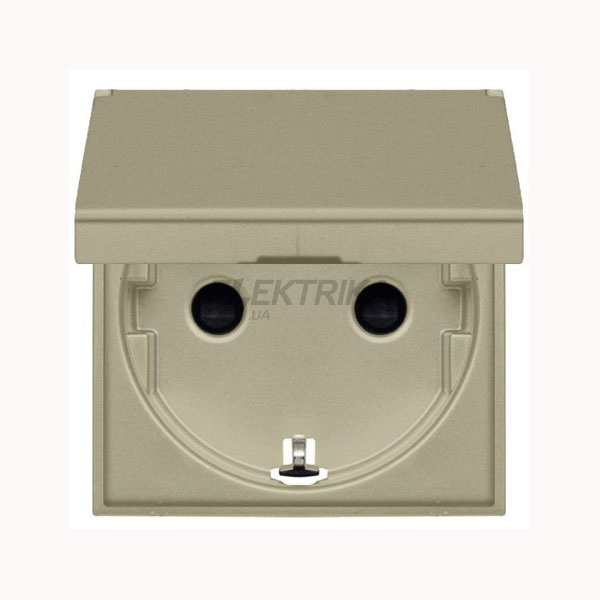 Розетка SCHUKO із заземленням та кришкою Zenit N2288.1 CV, шампань