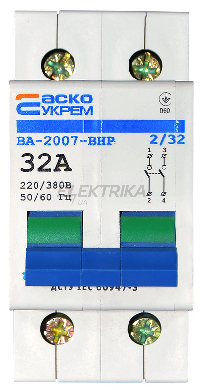 Вимикач-роз'єднувач АСКО-УКРЕМ ВА-2007 ВРН 2р 32А (A0010070017)