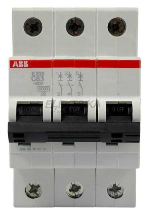 Автоматичний вимикач ABB S203-C63 (2CDS253001R0634)