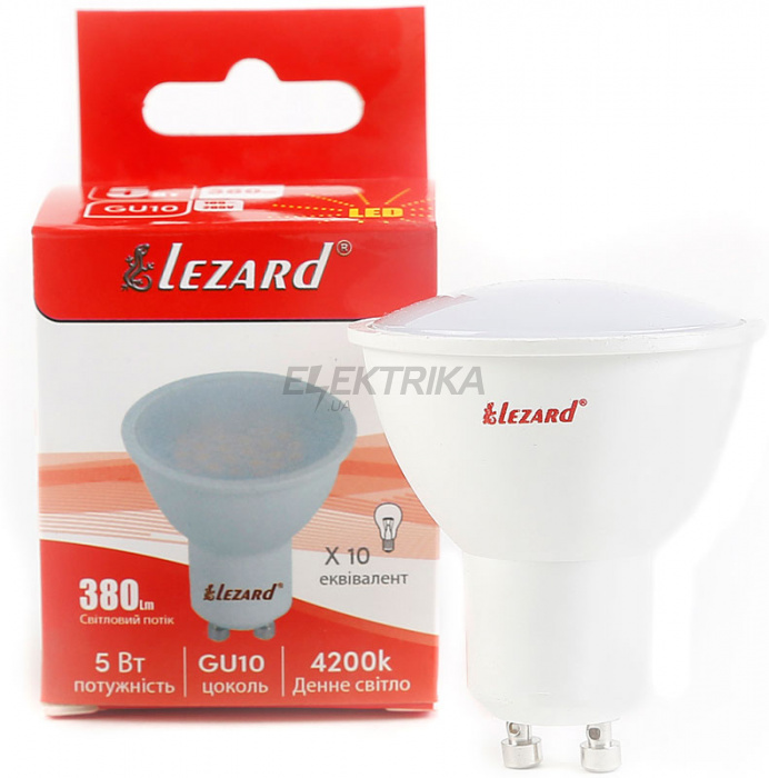Лампа світлодіодна Lezard MR 16 5W GU10 4200K (442-GU10-05)
