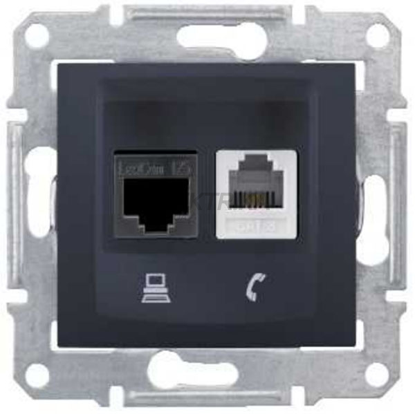 Розетка комп'ютерна + телефон (RJ11 + RJ45) кат.6 Schneider Electric Sedna графіт (SDN5200170)
