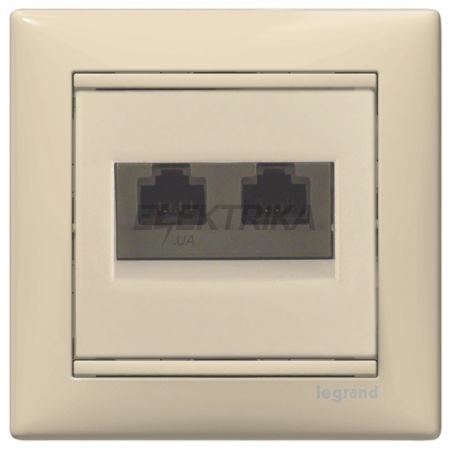 Інформаційна розетка кат.5е, RJ 45 FTP, 2-виходи, слонова кістка, без захватів, Valena