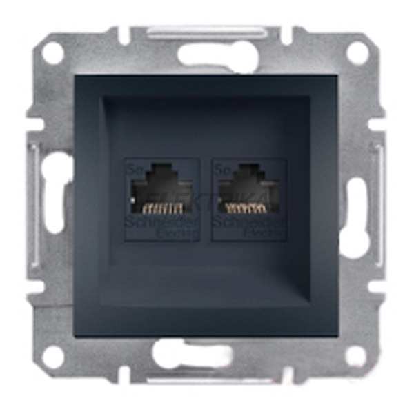 Розетка комп'ютерна подвійна RJ45 Schneider Electric Asfora антрацит (EPH4400171)