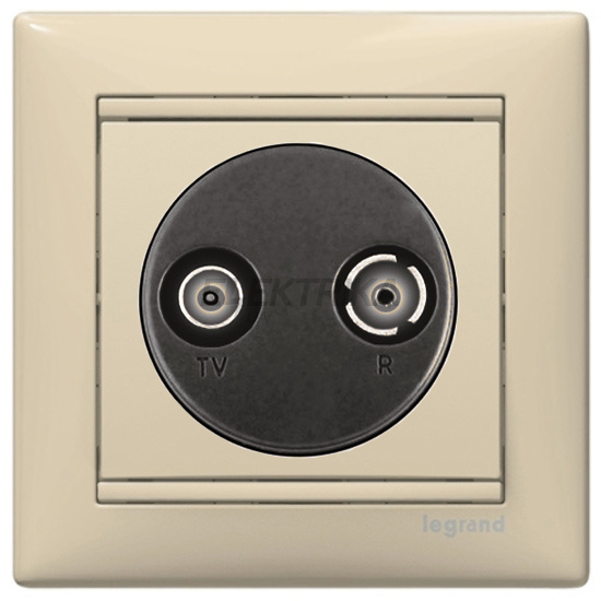 Розетка TV-R прохідна, слонова кістка, Valena