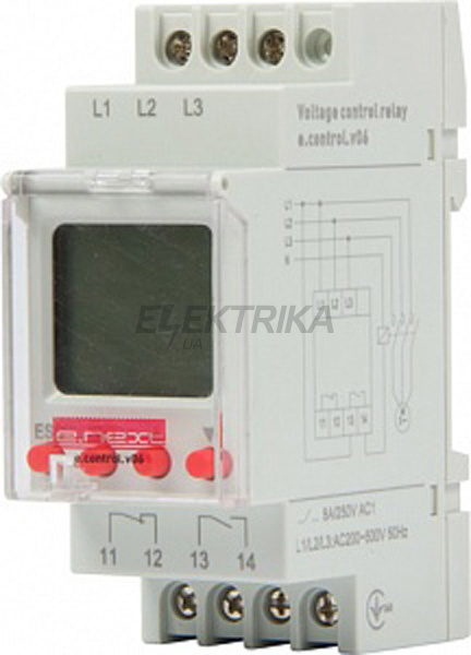Реле контролю напруги трифазне цифрове e.control.v06