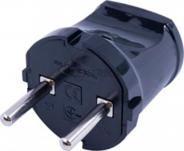 Вилка побутова e.plug.002.10, без з/к, 10А, чорна