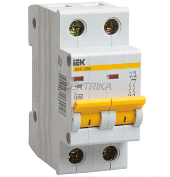 Автоматичний вимикач IEK, ВА47-29М 2P 32A 4,5кА х-ка B