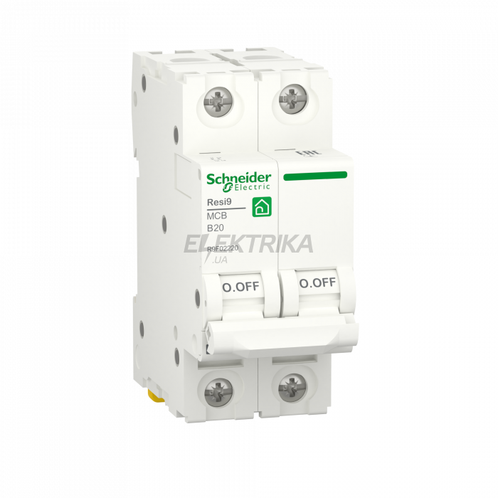 Автоматичний вимикач Schneider Electric RESI9 6kA 2P 20A R9F02220