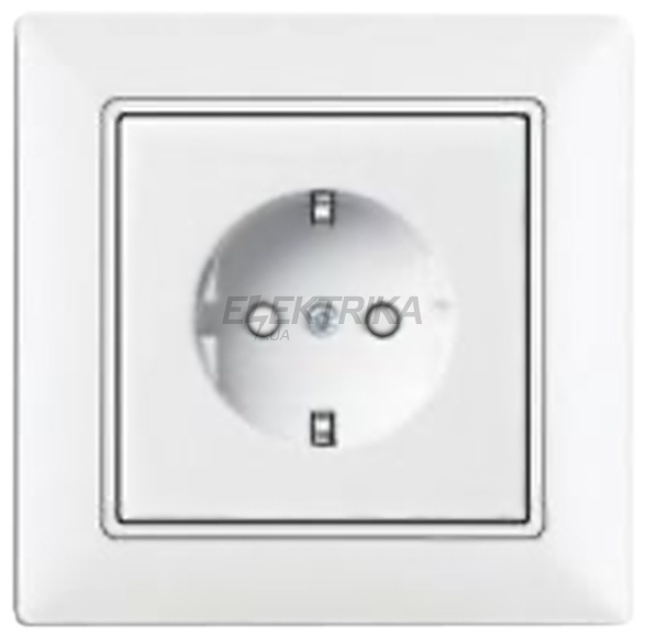 Розетка із заземленням та захисними шторками, білий, 16A, 230V, Basic 55, Busch-Jaeger