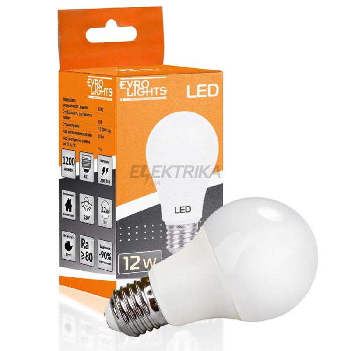 Лампа світлодіодна Evro Lights 12Вт 4200К A-12-4200-27 Е27