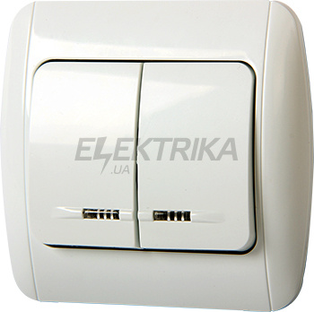 Вимикач E.NEXT e.install.stand.812L двоклавішний з підзвіткою з рамкою (s035020)