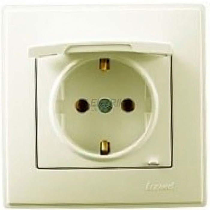 Розетка Lezard Lesya із заземленням із кришкою крем (705-0303-123)