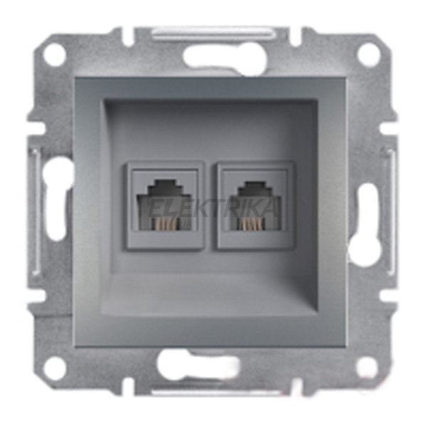 Розетка телефонна подвійна RJ11 Schneider Electric Asfora сталь (EPH4200162)