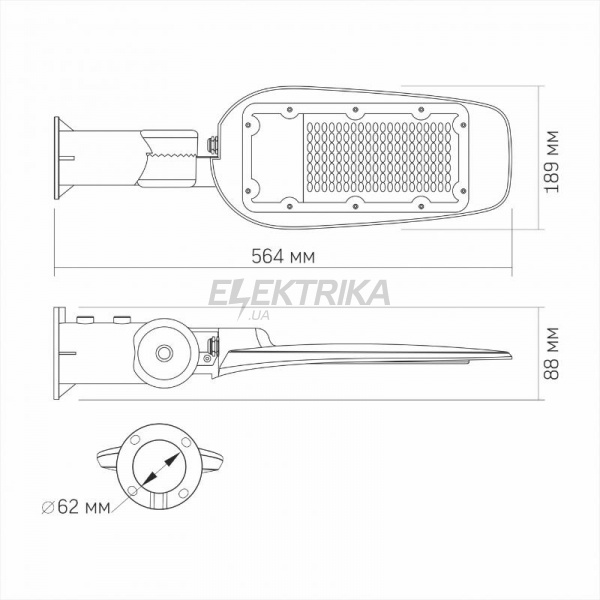 LED ліхтар вуличний VIDEX (поворотний) 100W 5000K Сірий (VL-SLE14-1005)