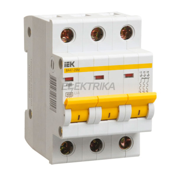 Автоматичний вимикач IEK, ВА47-29М 3P 50A 4,5кА х-ка B