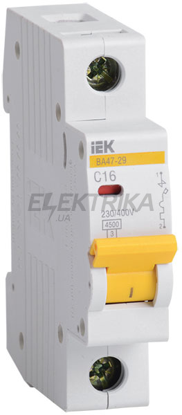 Автоматичний вимикач IEK, ВА47-29 1Р 25А 4,5кА х-ка C