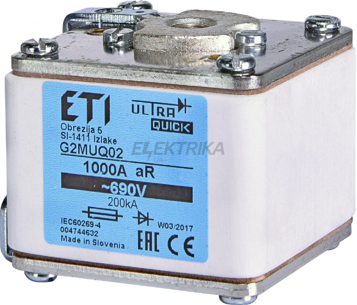 Плавка вставка запобіжник ETI G2UQ01/800A/690V 004374530