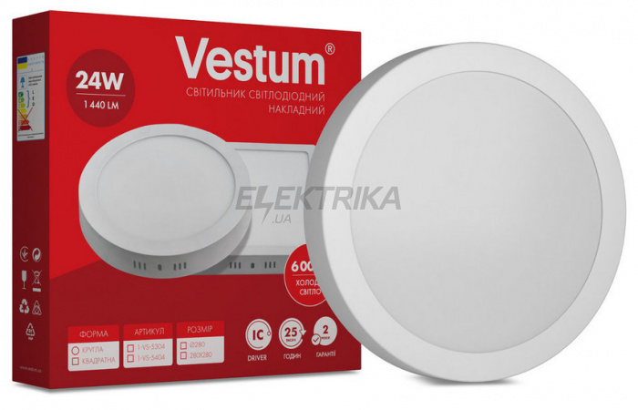 Світильник накладний круглий Vestum LED 24W 6000K 220V (1-VS-5304)