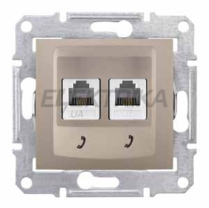 Розетка телефонна подвійна RJ11 Schneider Electric Sedna титан (SDN4201168)