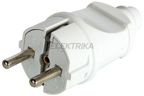 Вилка побутова e.plug.straight.003.16, з з/к, 16А пряма біла