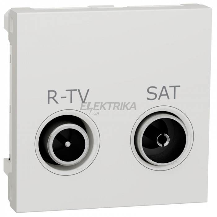 Розетка R-TV SAT прохідна Schneider Unica New 2 модуля білий (NU345618)