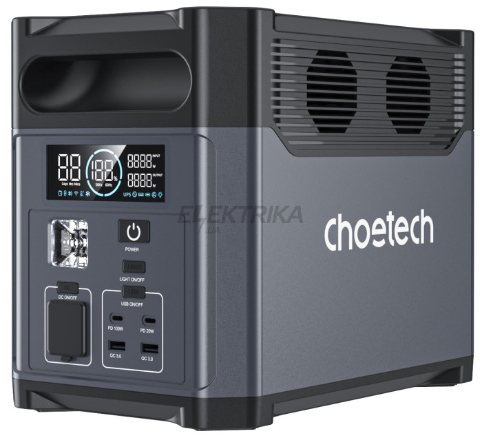 Портативна зарядна станція, акумулятор електричний літій-іонний Choetech 1200W/1024Wh з функцією ДБЖ (BS061)