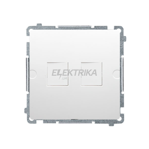 Адаптер Simon Basic 2xRJ45 Keystone металевий суппорт, білий