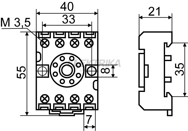 Колодка для проміжного реле МК2P АСКО-УКРЕМ PF083A-E (A0090020001)
