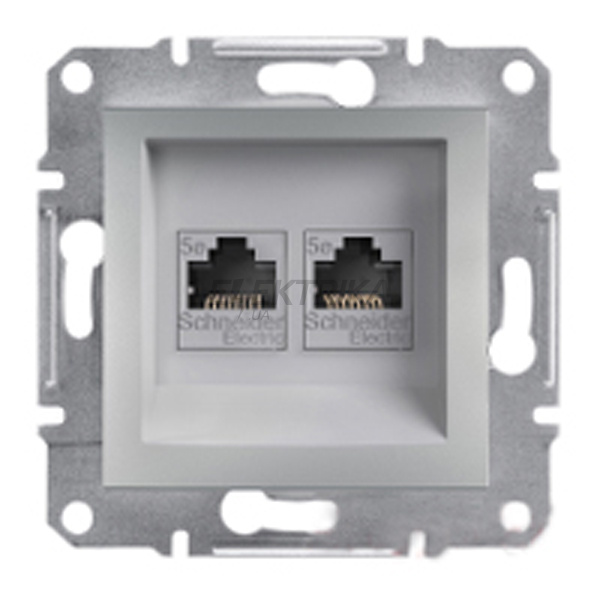 Розетка комп'ютерна + телефонна Schneider Electric Asfora алюміній (EPH4900161)