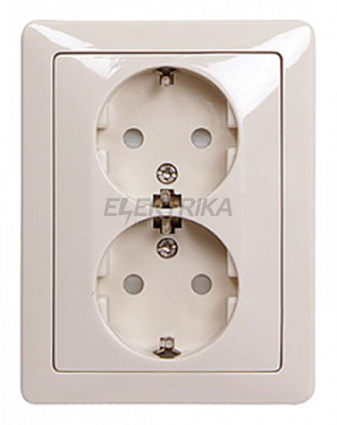 Комплект e.lux.1232L.2gz.ivory розетки подвійний c з/к SHUKO, "слонова кістка"