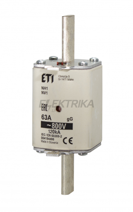 Плавка вставка запобіжник ETI NH1 gG 25A/800V 004184482