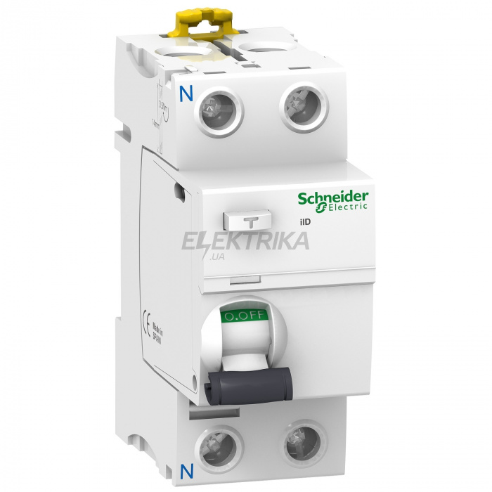 Вимикач диференціального струму Schneider Electric Диференціальний вимикач нагрівання iID 2P 40A 100мА AC-ТИП A9R12240
