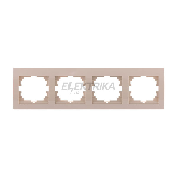 Рамка 4-постова горизонтальна без вставки Lezard Deriy, кремовий