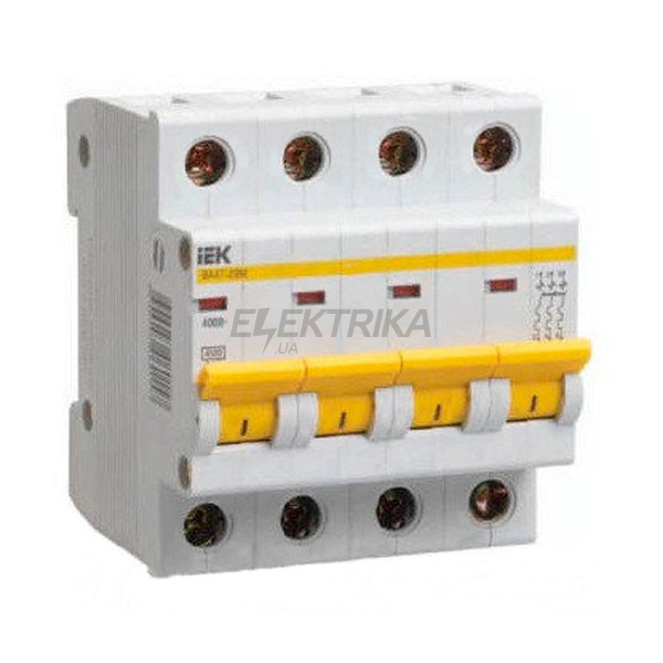 Автоматичний вимикач IEK, ВА47-29М 4P 6A 4,5кА х-ка B
