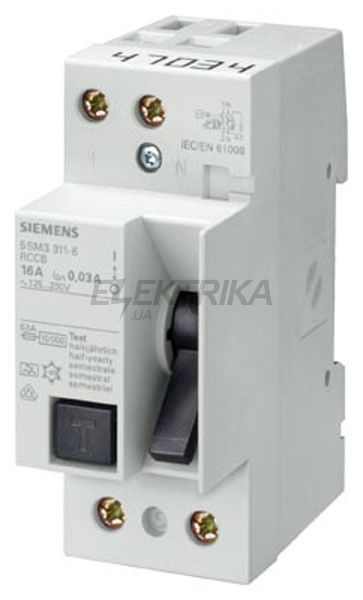 ДИФ.РЕЛЕ SIEMENS ТИП АС 2-ПОЛ., 25А/30МА 230В