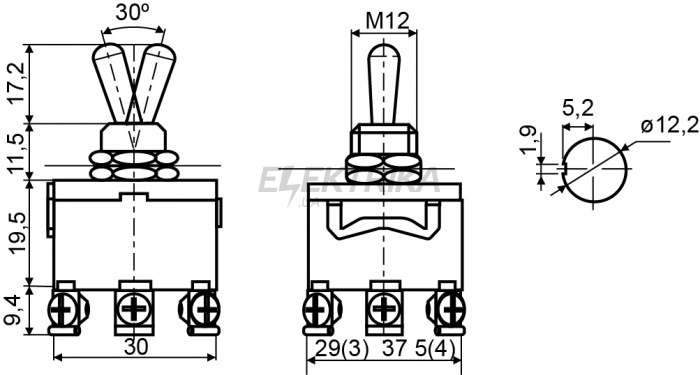 Тумблер АСКО-УКРЕМ KN3C-302 (A0140060008)