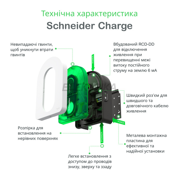 Зарядна станція Schneider Charge, 1P+N/3P+N, 1xT2S, 7.4/11/22kW, 16/32A (EVH5A22N2S)