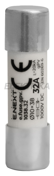 Запобіжник плавкий e.fuse.gpv.1038.32, 10x38, gPV, 32A, 1000VDC, 20kA (i0610121)