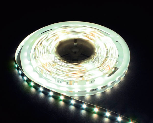 Стрічка світлодіодна LS606/ SANAN LED-RL 60SMD(5050)/m 14,4W/m 12V 5m-10-0.22mm RGB на білому