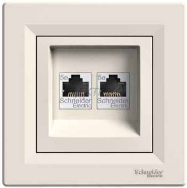 Розетка комп'ютерна подвійна RJ45 Schneider Electric Asfora категорія 6 кремовий UTP (EPH4800123)