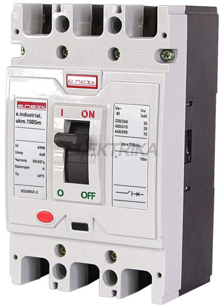 Автоматичний вимикач силовий E.NEXT e.industrial.ukm.100Sm.40, 3р, 40А (i0650019)