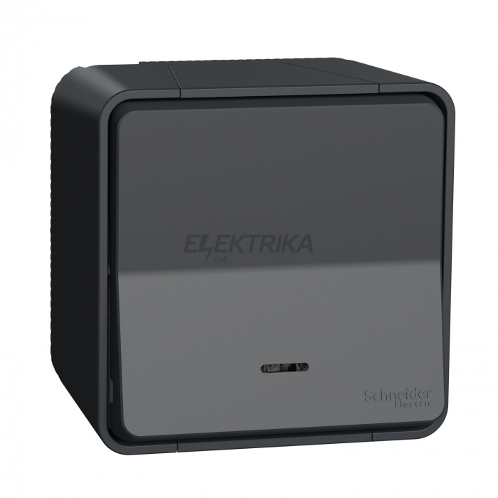 Кнопковий вимикач Schneider Electric Mureva Styl - push-button locat with LED surface mounting - grey MUR35028