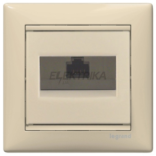 Інформаційна розетка кат.5е, RJ 45 UTP, 1-вихід, слонова кістка, без захватів, Valena