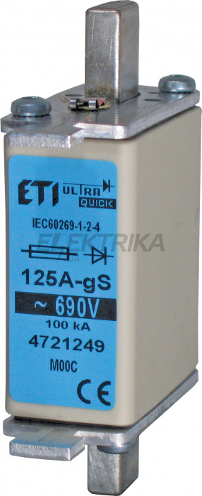 Плавка вставка запобіжник ETI M000 gS 100A/690V 004721248