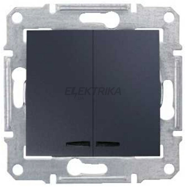 Вимикач двоклавішний із підсвічуванням Schneider Electric Sedna графіт (SDN0300370)