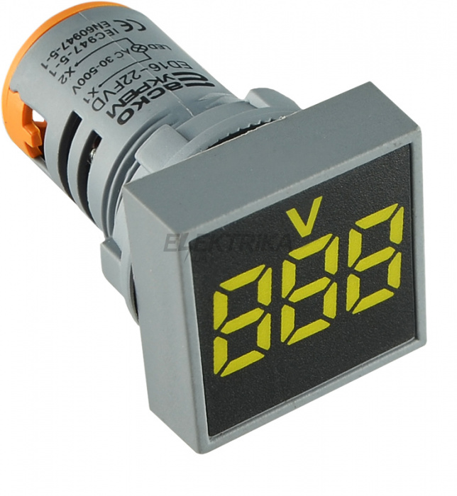 Вольтметр цифровий АСКО-УКРЕМ ED16-22 FVD 30-500В АС жовтий (A0190010032)
