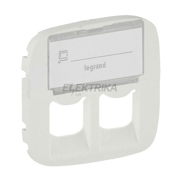 Панель лицьова розетки RJ11+RJ45 з тримачем маркування, перли, Valena ALLURE