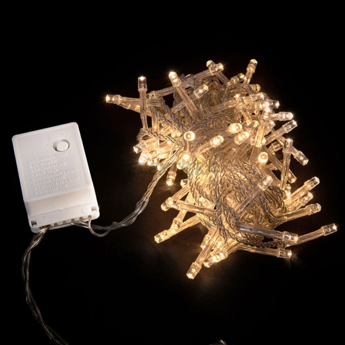 Гірлянда внутрішня DELUX STRING З 100LED 5m теплий білий/прозорий IP20 (90009495)