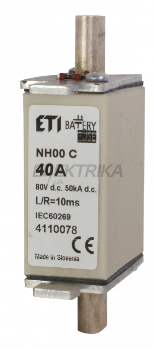 Плавка вставка запобіжник ETI M000 bat 40A/80V DC 004110078