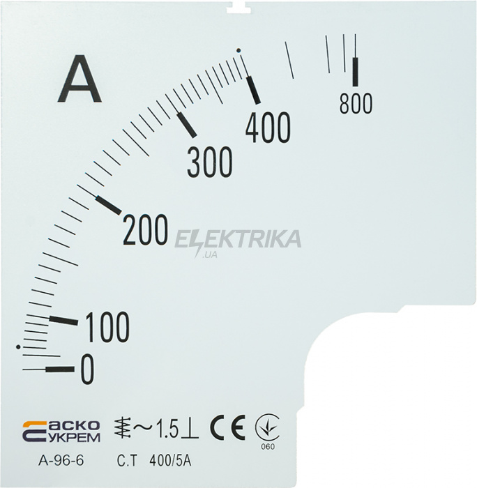 Шкала для амперметра А-96-6 АСКО-УКРЕМ 400/5А (A0190010085)